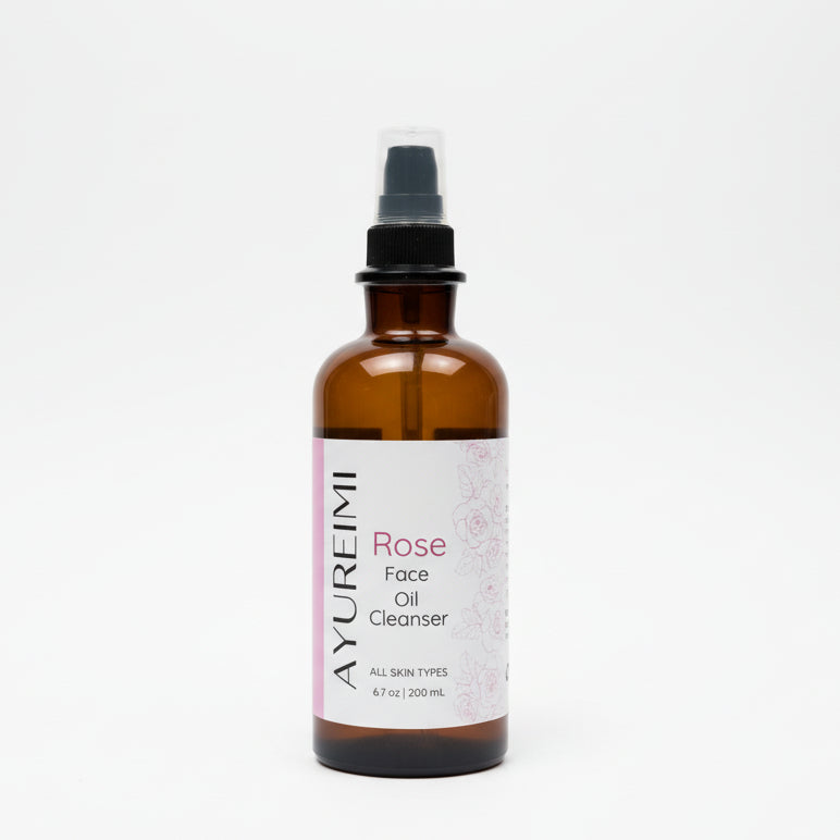 AYUREIMI Rose Face oil Concentrate in an amber glass with black pump closure